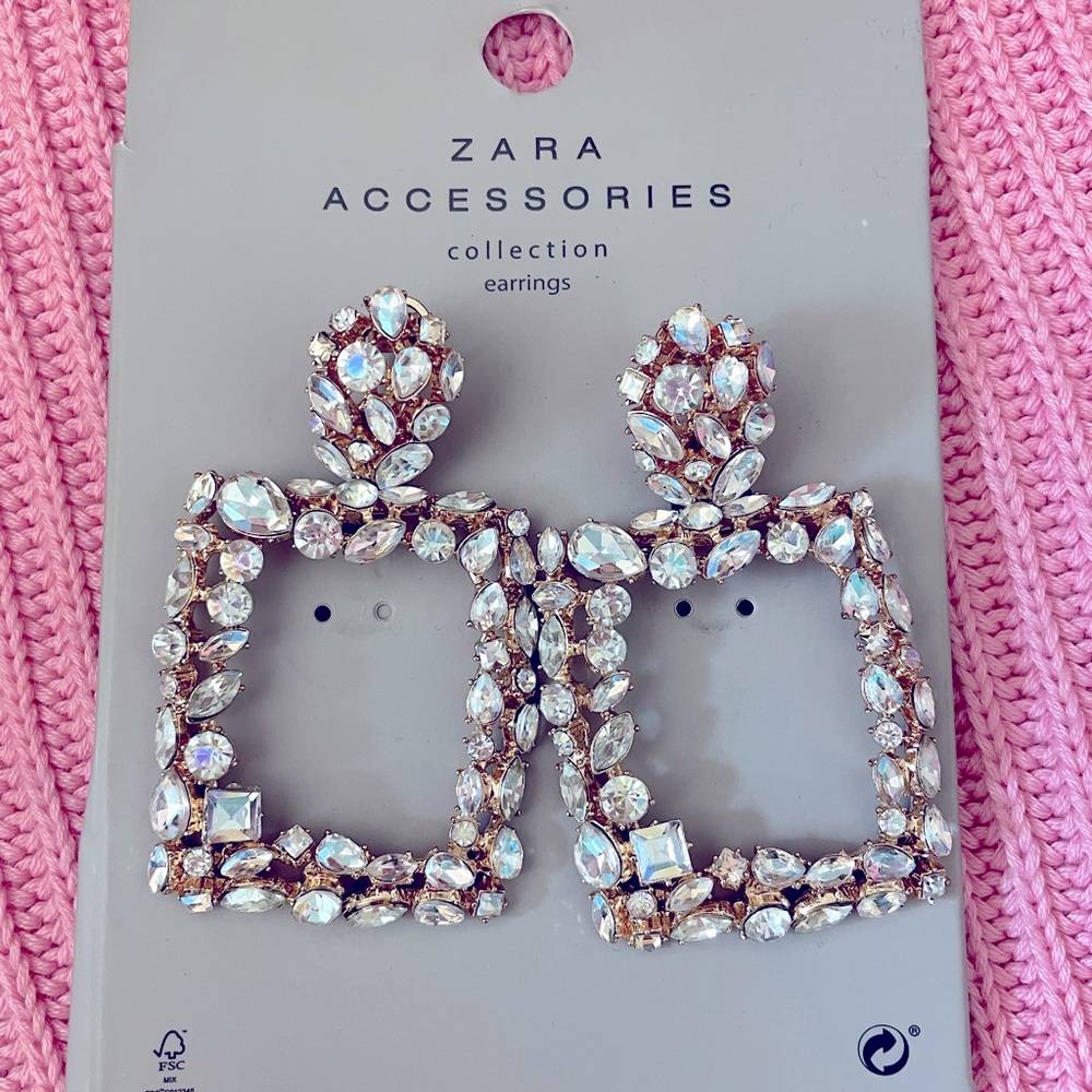Zara bejeweled square earrings